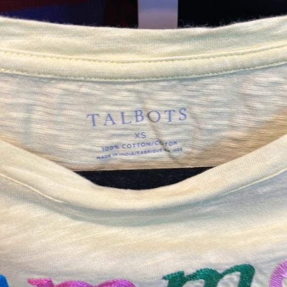 Talbots yellow “summer time” short sleeve scoop neck top size XS​ - Picture 2 of 3